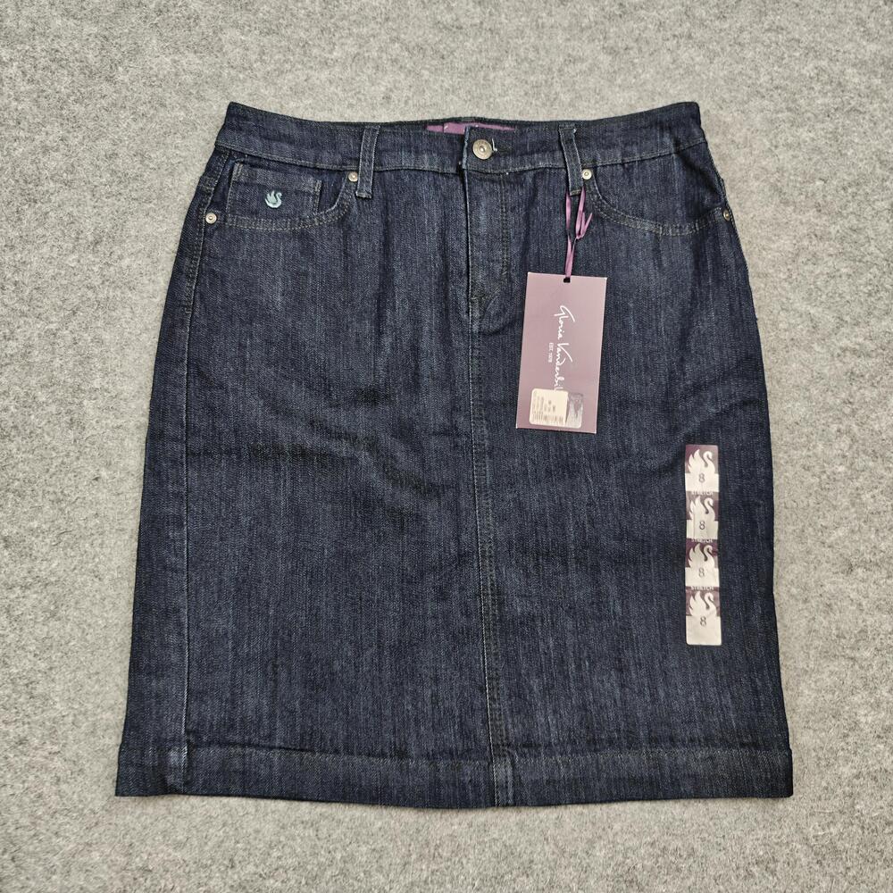 Gloria Vanderbilt Skirt Womens 8 Blue Amanda Classic Fit Denim Pencil Stretch
